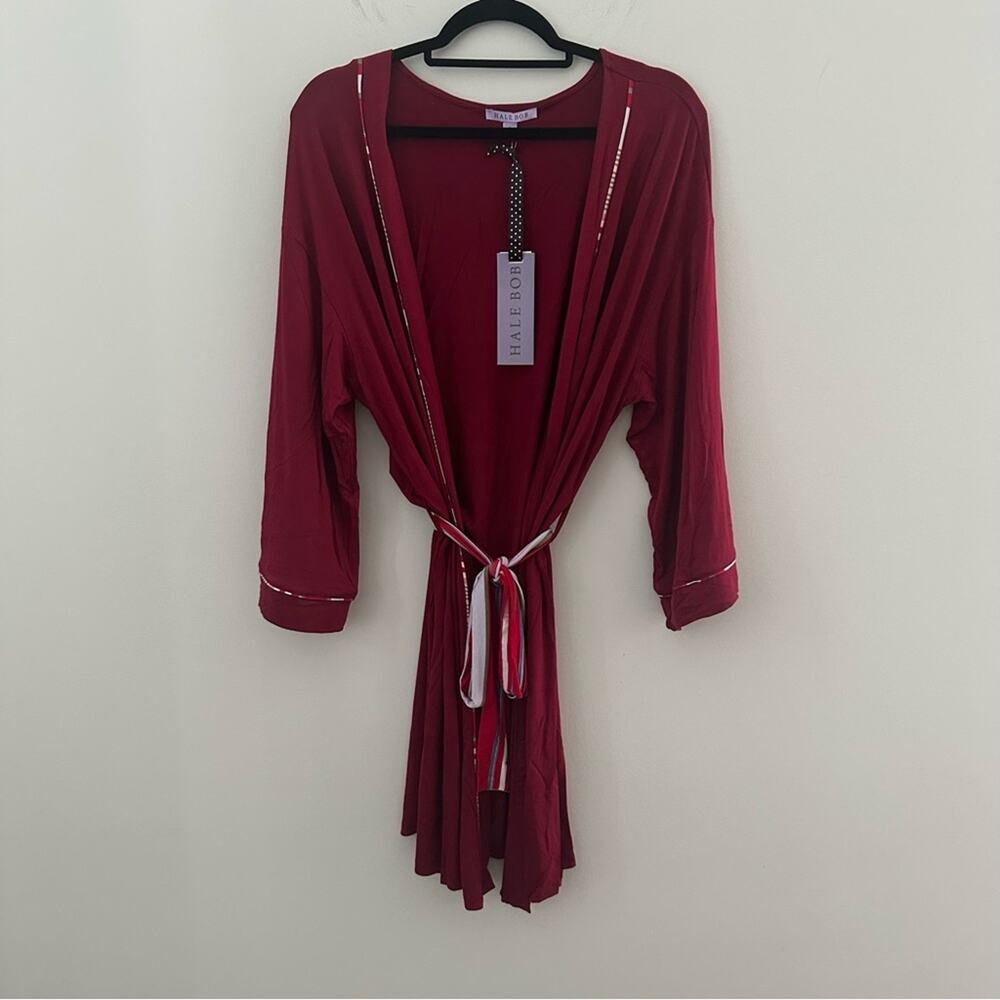 Hale Bob Wrap Robe Intimates Sleepwear Crimson Stretch Red Size Large NWT